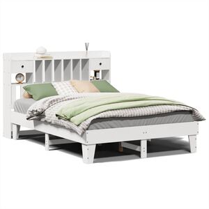 vidaXL Cadre de lit sans matelas blanc 140x190 cm bois de pin massif