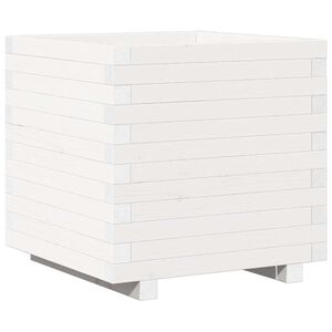 vidaXL Jardini&egrave;re blanc 50x50x49,5 cm bois de pin massif