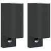 vidaXL Appliques murales d'ext&eacute;rieur avec capteurs 2 pcs noir
