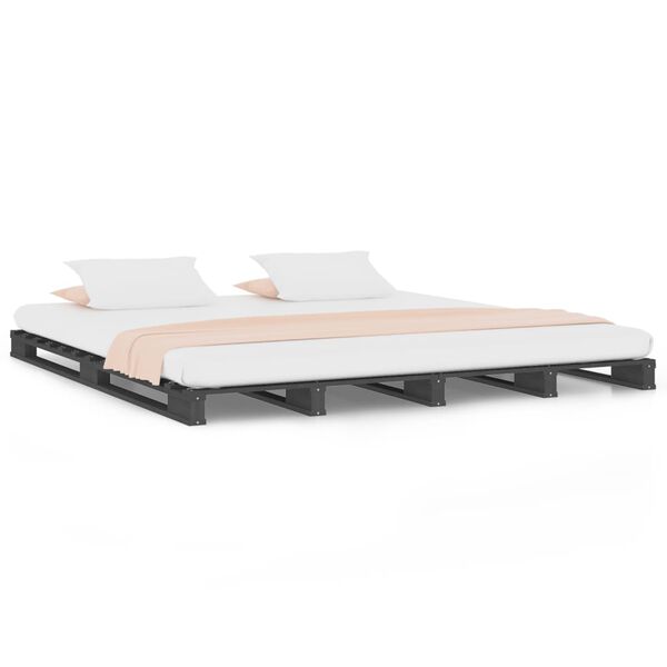 vidaXL Lit de palette sans matelas gris bois massif