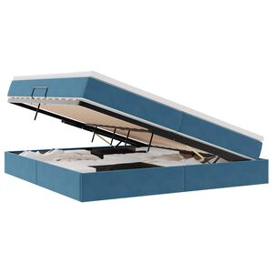 vidaXL Lit avec rangement et matelas Bleu fonc&eacute; 200 x 200 cm Velours