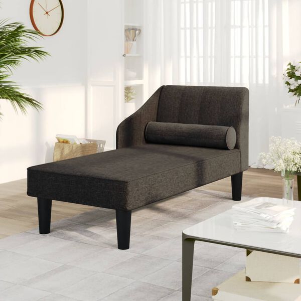 vidaXL Chaise longue avec traversin noir tissu