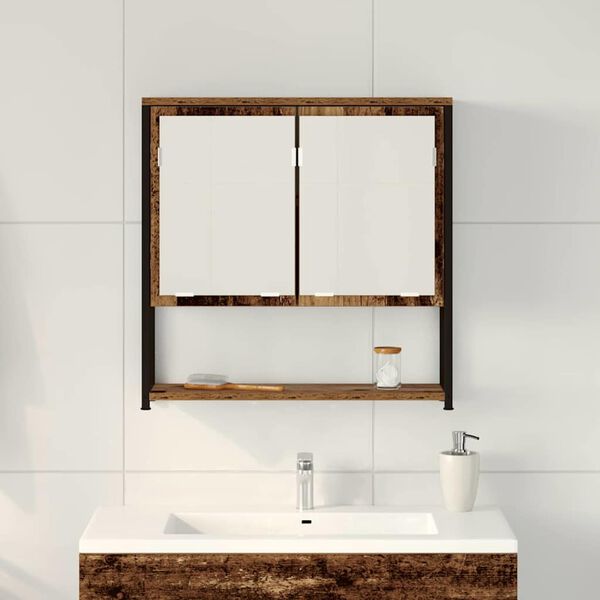 vidaXL Armoire de toilette avec miroir Bois ancien 60 x 16 x 60 cm