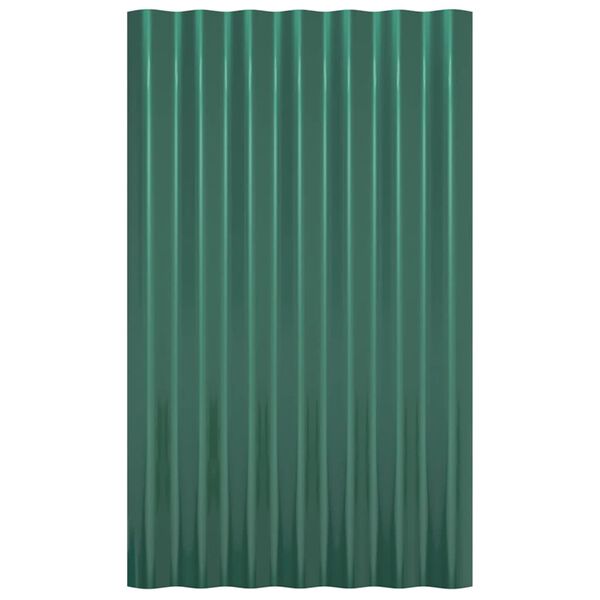 vidaXL Panneaux de toiture 12 pcs Acier galvanis&eacute; Vert 60x36 cm
