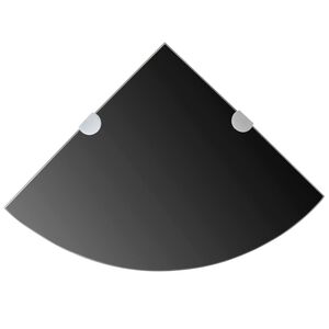 vidaXL &Eacute;tag&egrave;re de coin avec supports chrom&eacute;s Verre Noir 25 x 25 cm