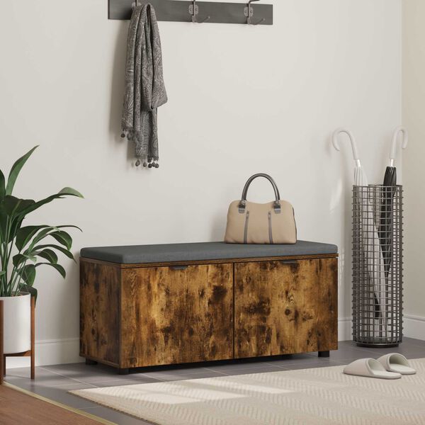 vidaXL Banc d'entr&eacute;e avec coussin Ch&ecirc;ne fum&eacute; 100 x 38 x 46 cm