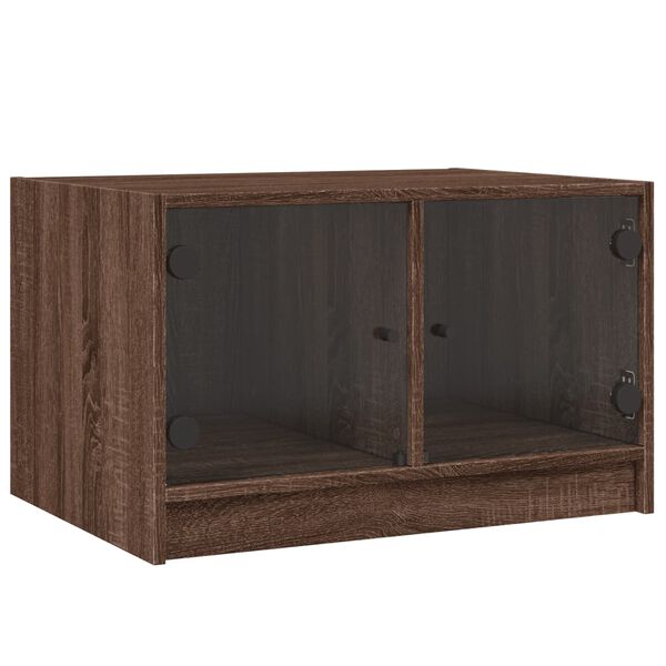 vidaXL Table basse avec portes en verre ch&ecirc;ne marron 68x50x42 cm