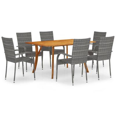 vidaXL Ensemble de salle à manger de jardin 7 pcs Gris