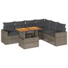 vidaXL Salon de jardin avec coussins 7 pcs gris r&eacute;sine tress&eacute;e