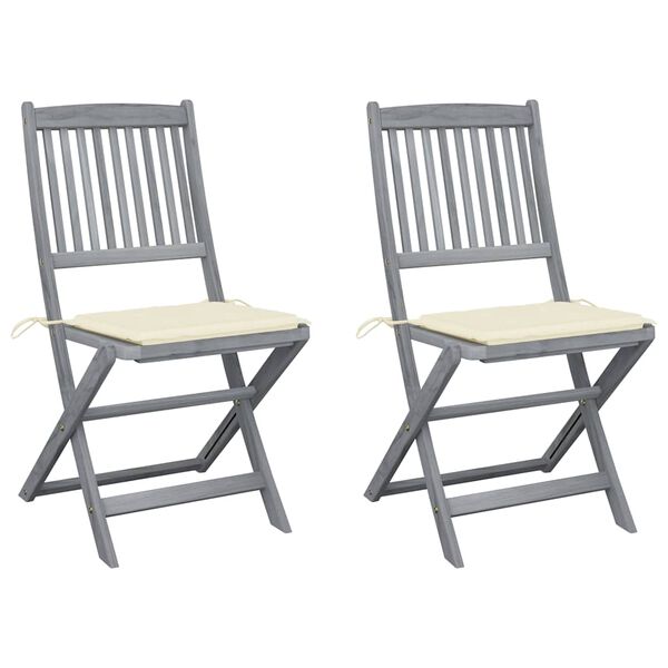 vidaXL Chaises pliables d'ext&eacute;rieur lot de 2 et coussins Bois d'acacia
