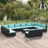 vidaXL Salon de jardin 13 pcs avec coussins Noir Résine tressée