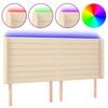 vidaXL T&ecirc;te de lit &agrave; LED Cr&egrave;me 163x16x118/128 cm Tissu