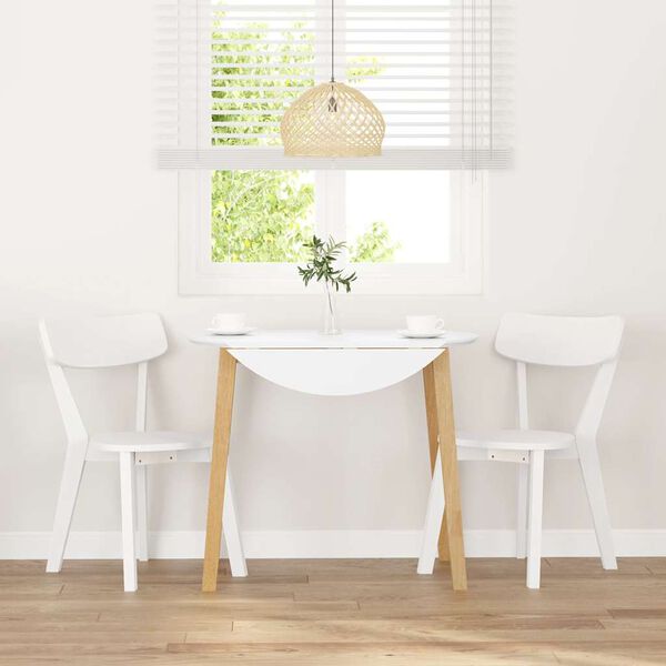 vidaXL Chaises &agrave; manger 2 pcs blanc bois massif caoutchouc