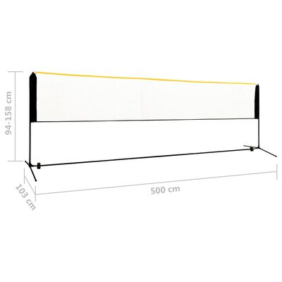 vidaXL Filet de badminton réglable 500x103x94-158 cm Métal