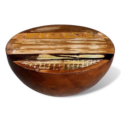 vidaXL Table basse Forme de bol avec base en acier Bois recyclé