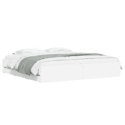 vidaXL Cadre de lit avec tiroirs blanc 200x200 cm bois d'ingénierie