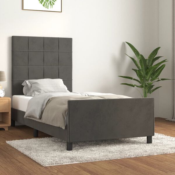 vidaXL Cadre de lit sans matelas gris fonc&eacute; 90x190 cm velours