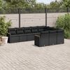 vidaXL Salon de jardin 10 pcs avec coussins noir r&eacute;sine tress&eacute;e