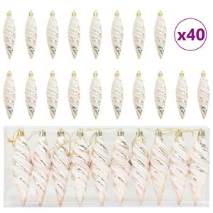 vidaXL Boule en forme de spirale de No&euml;l 40 pc Champagne 3 x 11 cm