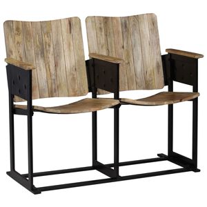 vidaXL Banc &agrave; 2 places Bois de manguier massif et acier