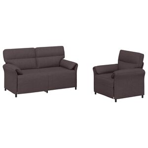 vidaXL Ensemble de Canap&eacute;s 2 pc Marron fonc&eacute; Tissu