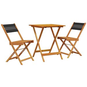 vidaXL Ensemble de bistro 3 pcs noir polypropyl&egrave;ne et bois massif