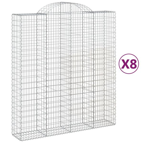 vidaXL Paniers &agrave; gabions arqu&eacute;s 8 pcs 200x50x220/240 cm Fer galvanis&eacute;