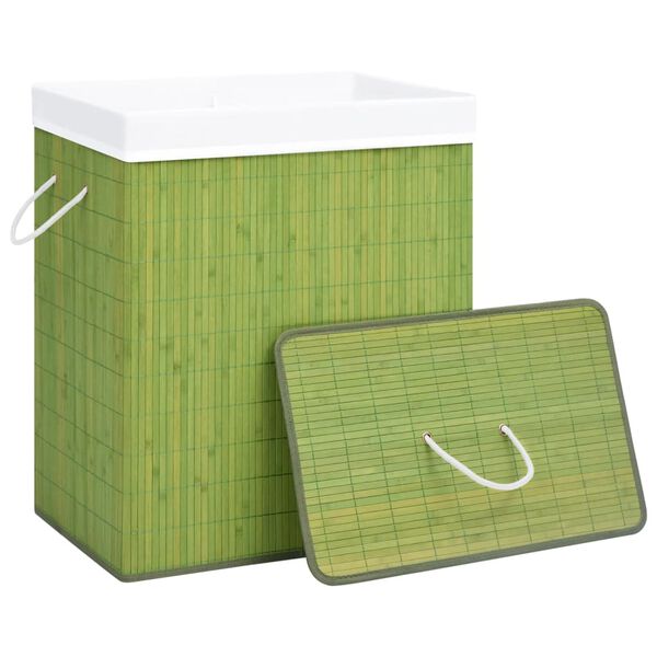 vidaXL Panier à linge avec 2 sections bambou vert 100 L