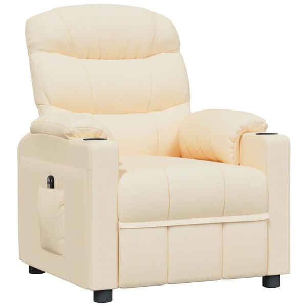 vidaXL Fauteuil inclinable &eacute;lectrique Cr&egrave;me Tissu