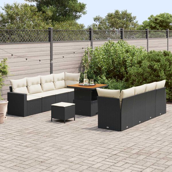 vidaXL Ensemble de canap&eacute; de jardin 11 pcs Noir polyrotin