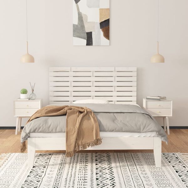 vidaXL T&ecirc;te de lit murale Blanc 126x3x63 cm Bois massif de pin