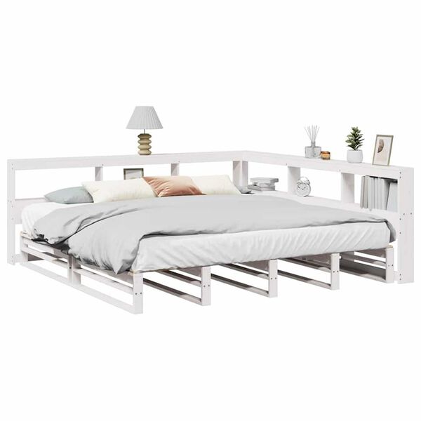 vidaXL Lit biblioth&egrave;que sans matelas blanc 180x200 cm bois pin massif