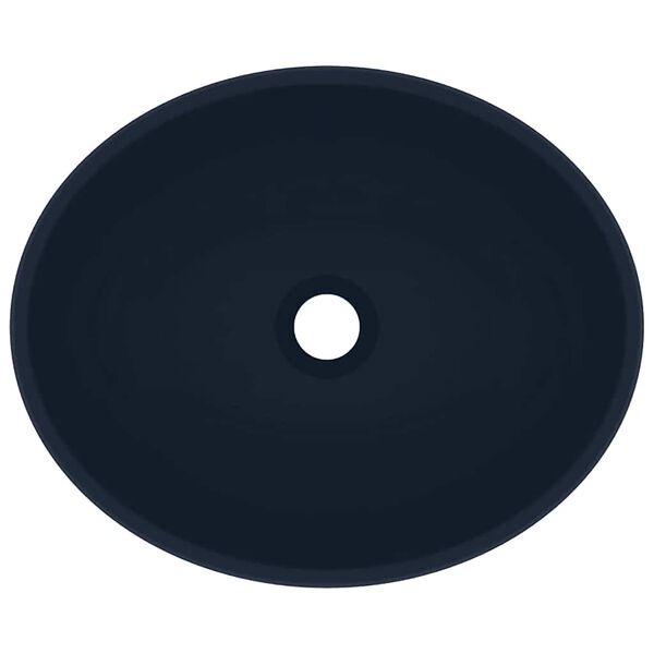 vidaXL Lavabo ovale de luxe Bleu fonc&eacute; mat 40x33 cm C&eacute;ramique