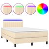 vidaXL Sommier &agrave; lattes de lit matelas et LED cr&egrave;me 120x190 cm tissu