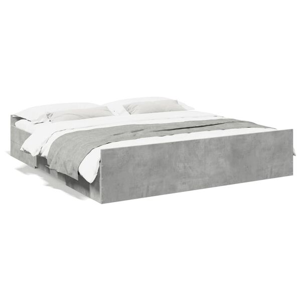vidaXL Cadre de lit avec tiroirs sans matelas gris b&eacute;ton 180x200 cm