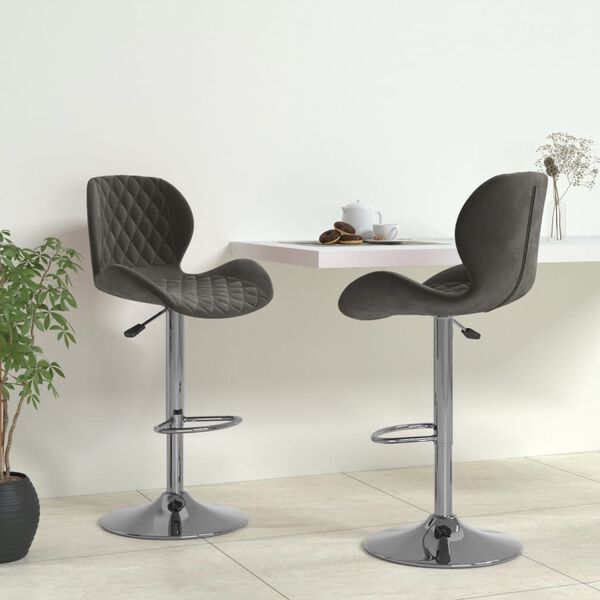 vidaXL Tabourets de bar lot de 2 gris foncé velours