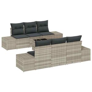 vidaXL Ensemble de canap&eacute; de jardin 7 pc Gris clair polyrotin