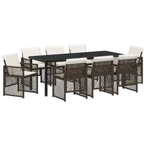 vidaXL Ensemble de salle &agrave; manger pour jardin 9 pcs Marron polyrotin