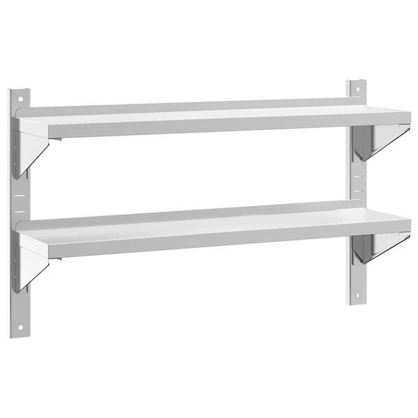 vidaXL &Eacute;tag&egrave;re murale 2 niveaux 100x23,5x60cm argent&eacute; acier inoxydable
