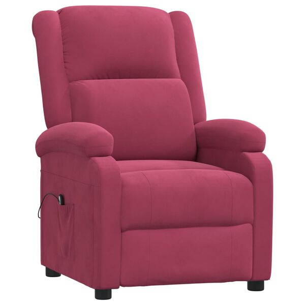 vidaXL Fauteuil inclinable &eacute;lectrique rouge bordeaux velours