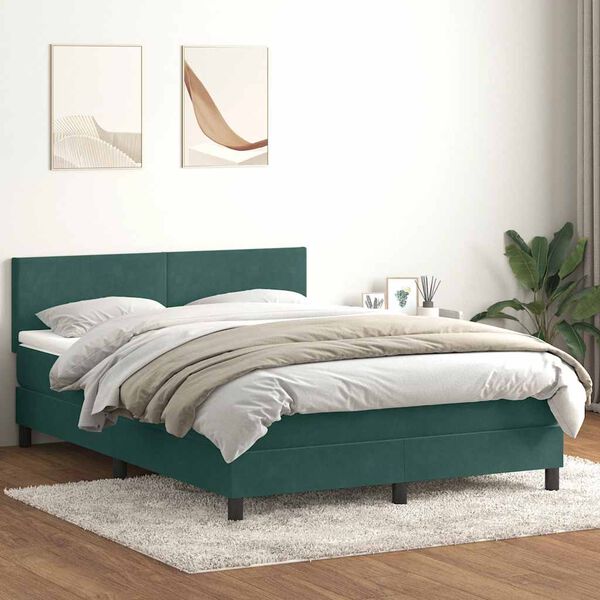 vidaXL Sommier &agrave; lattes de lit et matelas vert fonc&eacute; 140x220cm velours