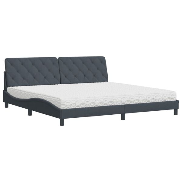 vidaXL Lit avec matelas gris fonc&eacute; 200x200 cm velours