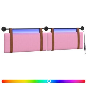 vidaXL T&ecirc;te de lit suspendue Avec lumi&egrave;re LED Rose PU antique