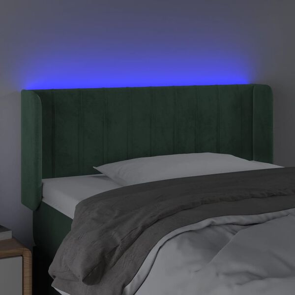 vidaXL T&ecirc;te de lit &agrave; LED Vert fonc&eacute; 83x16x78/88 cm Velours