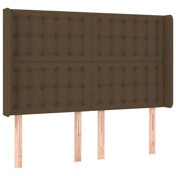 vidaXL T&ecirc;te de lit &agrave; LED Marron fonc&eacute; 147x16x118/128 cm Tissu
