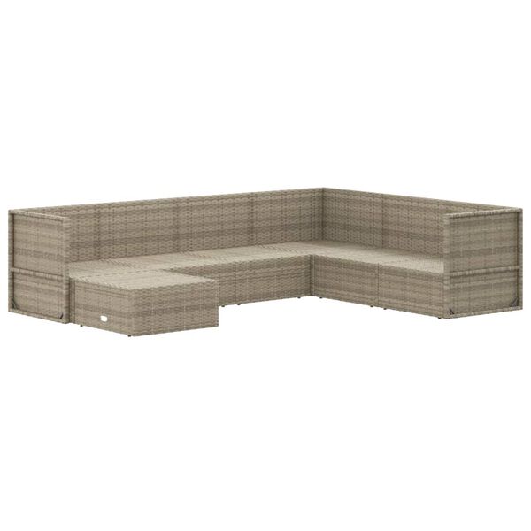 vidaXL Salon de jardin 7 pcs avec coussins Gris R&eacute;sine tress&eacute;e