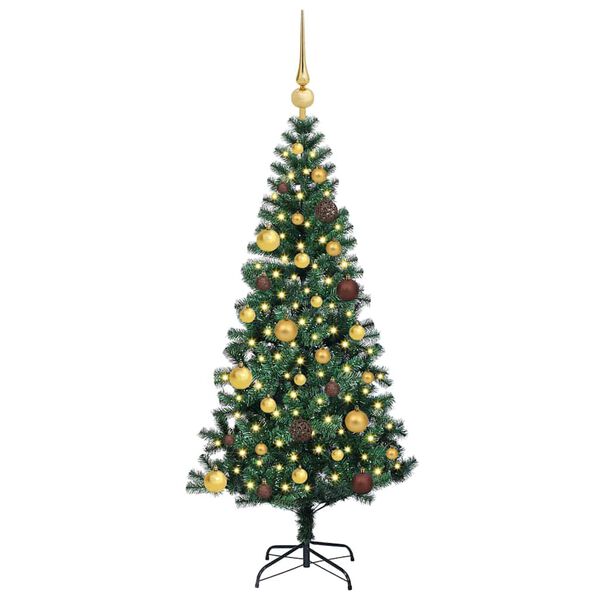 vidaXL Sapin de No&euml;l artificiel pr&eacute;-&eacute;clair&eacute; Vert 150 cm PVC et m&eacute;tal