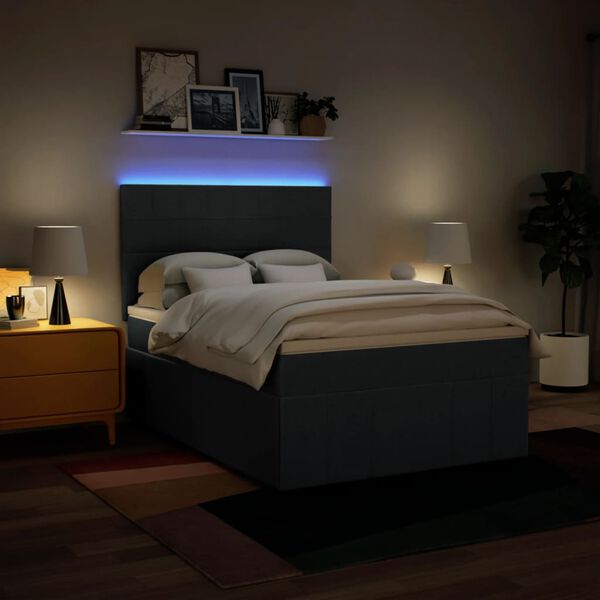 vidaXL Sommier à lattes de lit avec matelas Bleu 140x200 cm Tissu