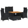 vidaXL Ensemble &agrave; manger de jardin 4 pcs avec coussins noir