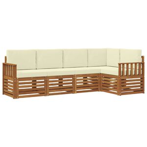 vidaXL Ensemble de canap&eacute;s d'ext&eacute;rieur 5 pc Naturel et Cr&egrave;me Polyester